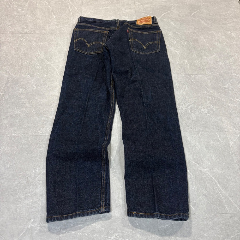 Levis 505 Regular Fit Dark Indigo Straight Leg Jeans Mens 36x30 Blue Denim